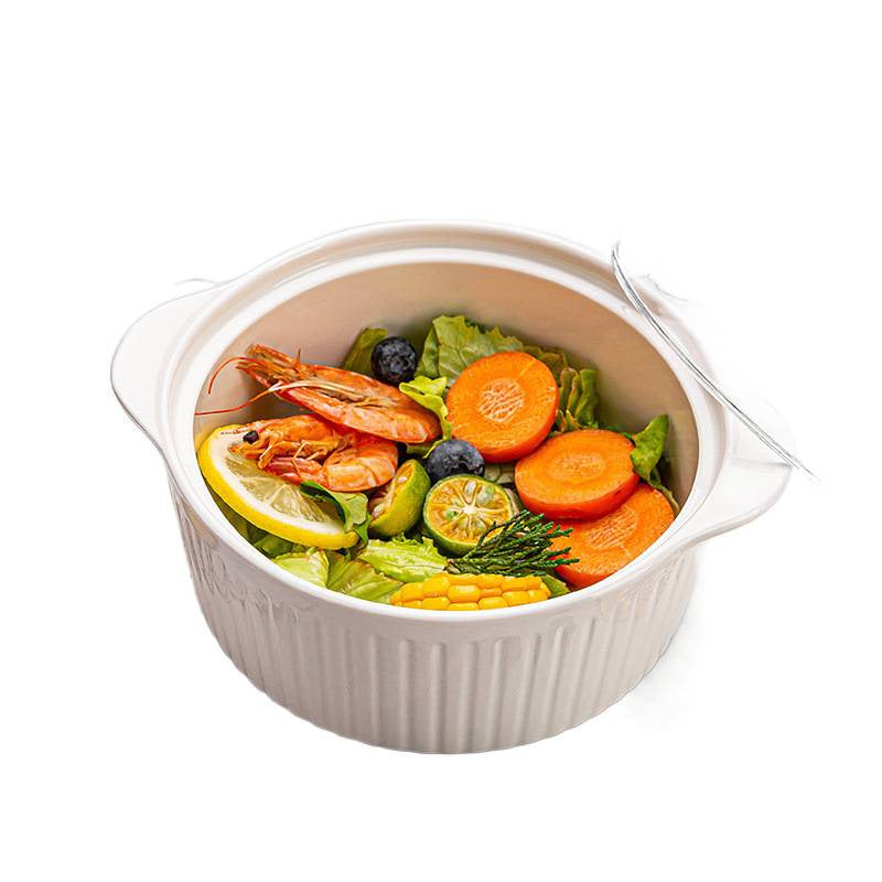 Double Handled Glass Ceramic Bowl