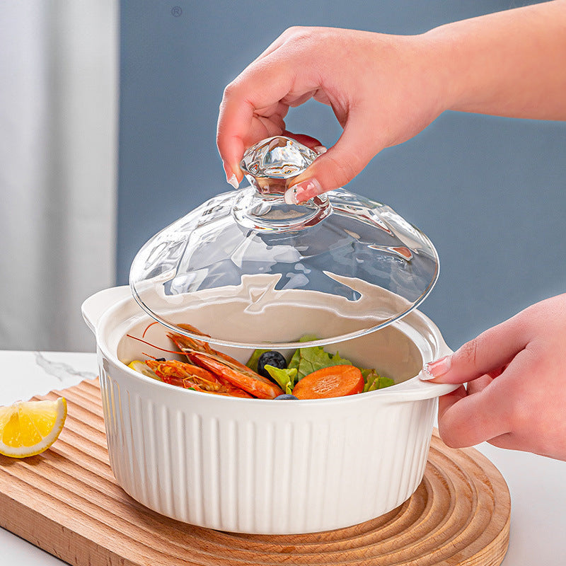 Double Handled Glass Ceramic Bowl