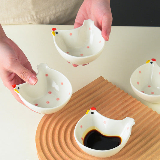 Hen-Shaped Ceramic Dip Bowls