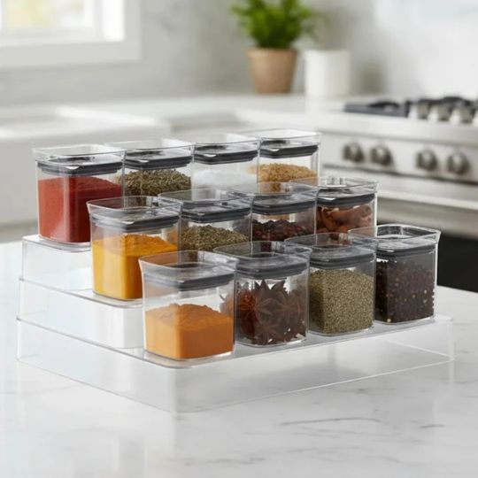 Spice Containers With Display Rack